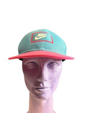 Vintage Nike Cap Teal Pink Mesh Snapback 90s Style Retro Patch Trashed Y2K